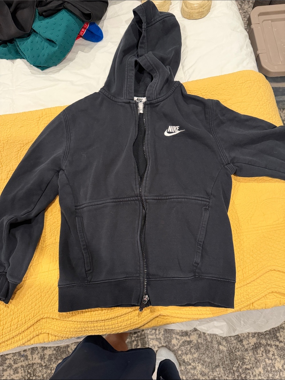 Nike Black Full-Zip Hooded Jacket with White Logo